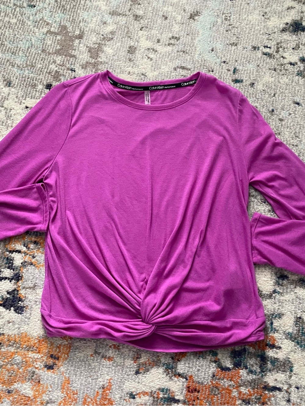 Calvin Klein Performance Fuchsia Twist-Front Long Sleeve Top